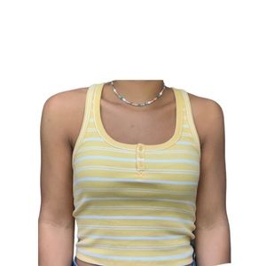 Yellow Striped Women’s Forever 21 Crop Top Size Medium